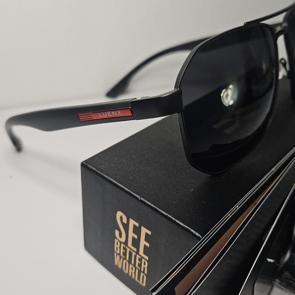 LUENX Sunglasses for Men Square Polarized Polygon Lens - UV 400 Protection with - Picture 4 of 12